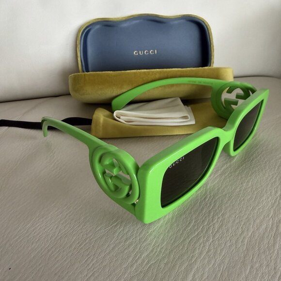 NEW GUCCI Couture 1325 Green GG Logo Narrow Fashion Square Sunglasses GG1325S main image 5